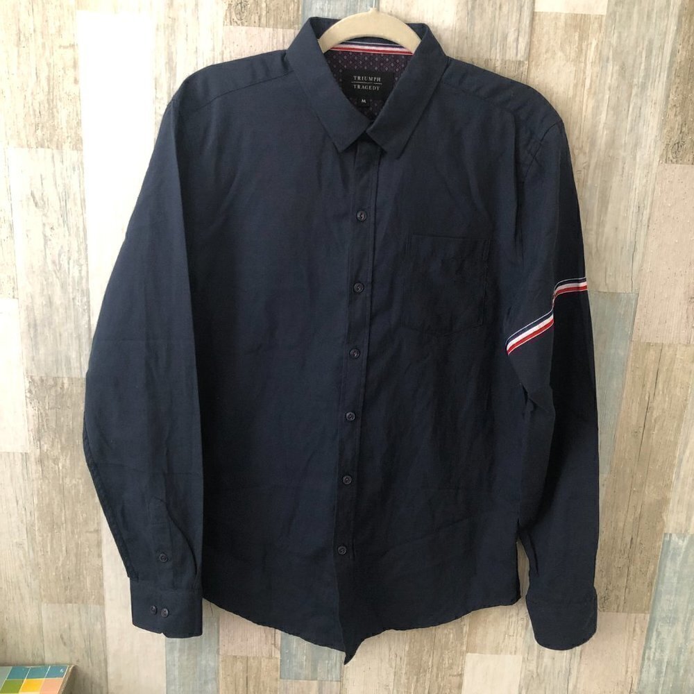 Triumph Over Tragedy Button Up Shirt - Varsity Racing Stripe